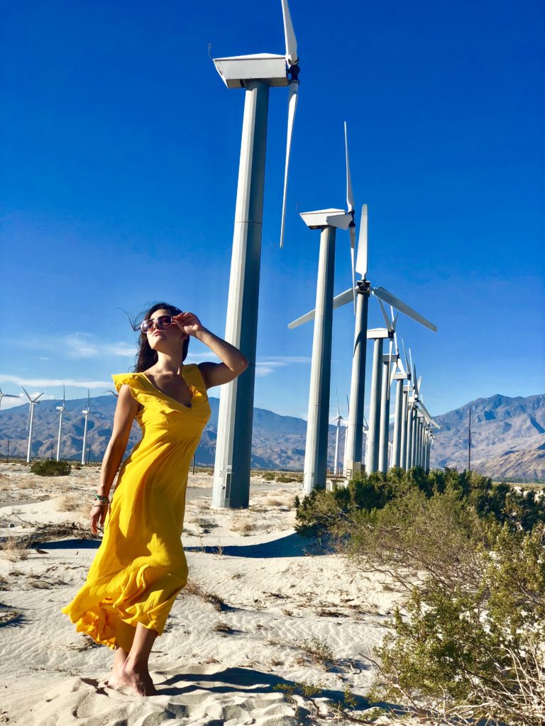 Tips for Photo Shoots at Palm Springs Windmills, Girl's Road Trip to Joshua Tree, Girl Who Travels the World